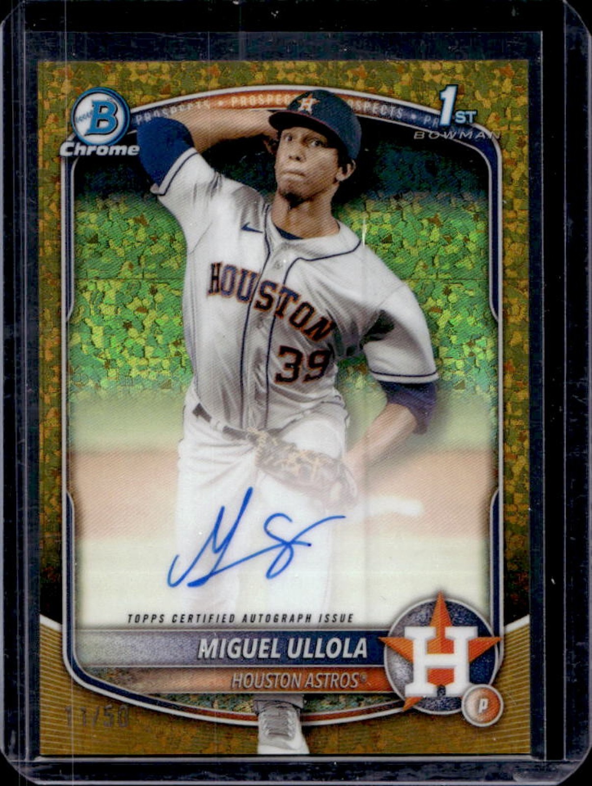2025 Bowman Chrome Miguel Ullola Auto Gold Mini Diamonds Refractor 1st #11/50