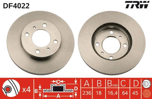 2X Bremsscheibe TRW DF4022 FüR Colt Proton 300 Lancer Mitsubishi 400 Persona 5 4-image