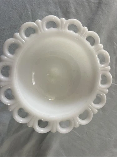 Vintage White Milk Glass Candle Holder Pedestal Bowl