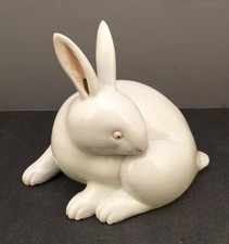 Impressive Japanese Meiji Hirado Okimono Rabbit Antique Porcelain Sculpture