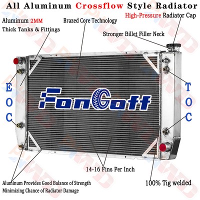 1696 4 Row Radiator For 1988-00 Chevy/GMC C2500 C3500 K2500 K3500 PICKUP 34''