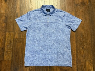 Bugatchi OoohCotton Tech 8 Way Stretch Polo Shirt Mens Large Performance Golf