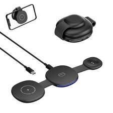 Wireless Charger iPhone Charging Station - 3-in-1 Magnetic MagSafe Black