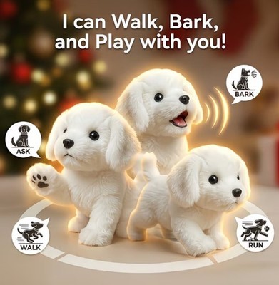 Interactive Simulation Puppy Dog Toy   Walks, Barks & Wags Its Tail