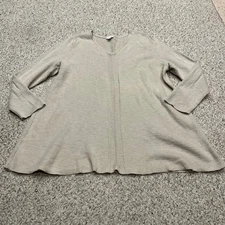 J Jill V Neck Tunic Sweater Sz 2X Beige Casual Basic Capsule Cotton Blend