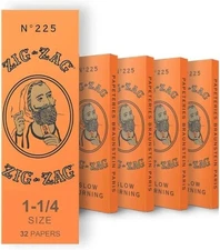 Zig-Zag French Orange Rolling Papers 1 1/4 5 Pack (160 Papers) Classic Slow Burn