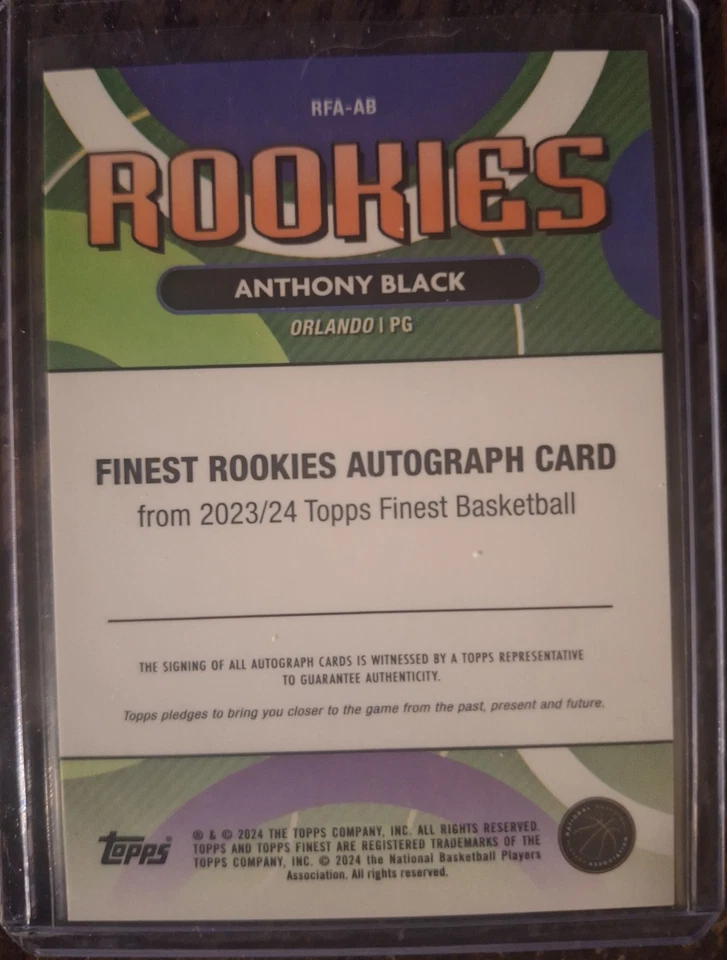 2024 Topps Finest Rookies Anthony Black Auto Numbered - Image 2 of 2
