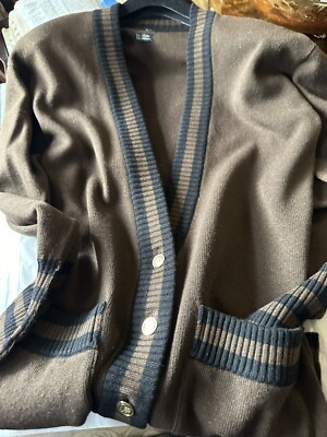 100% Authentic Chanel Cashmere Cardigan Brown/black | eBay