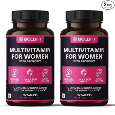 Boldfit Multivitamin For Women Tablets With Probiotics (Pack of 2) 60 Tablets