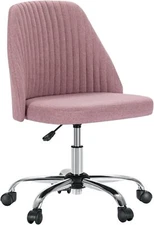 Office Armless Swivel Chair Makeup Vanity Chair Adjustable Height Upholstery