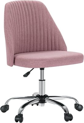Adjustable Height Home Office Fabric Small Armless Vanity Swivel Chair Back Mid