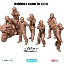 Eskice Miniatures Ultra Modern Robbers in Suits Criminals Spectre RPG 15 20 28mm