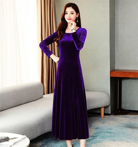 Women Mid Length Slim Fit Temperament Long Sleeve Dress Autumn Dress Long Dress - Picture 5 of 30