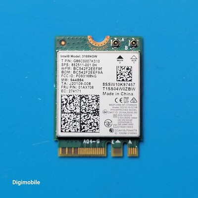 Intel Wireless AC 3168NGW kit dual band WiFi card w/Bluetooth