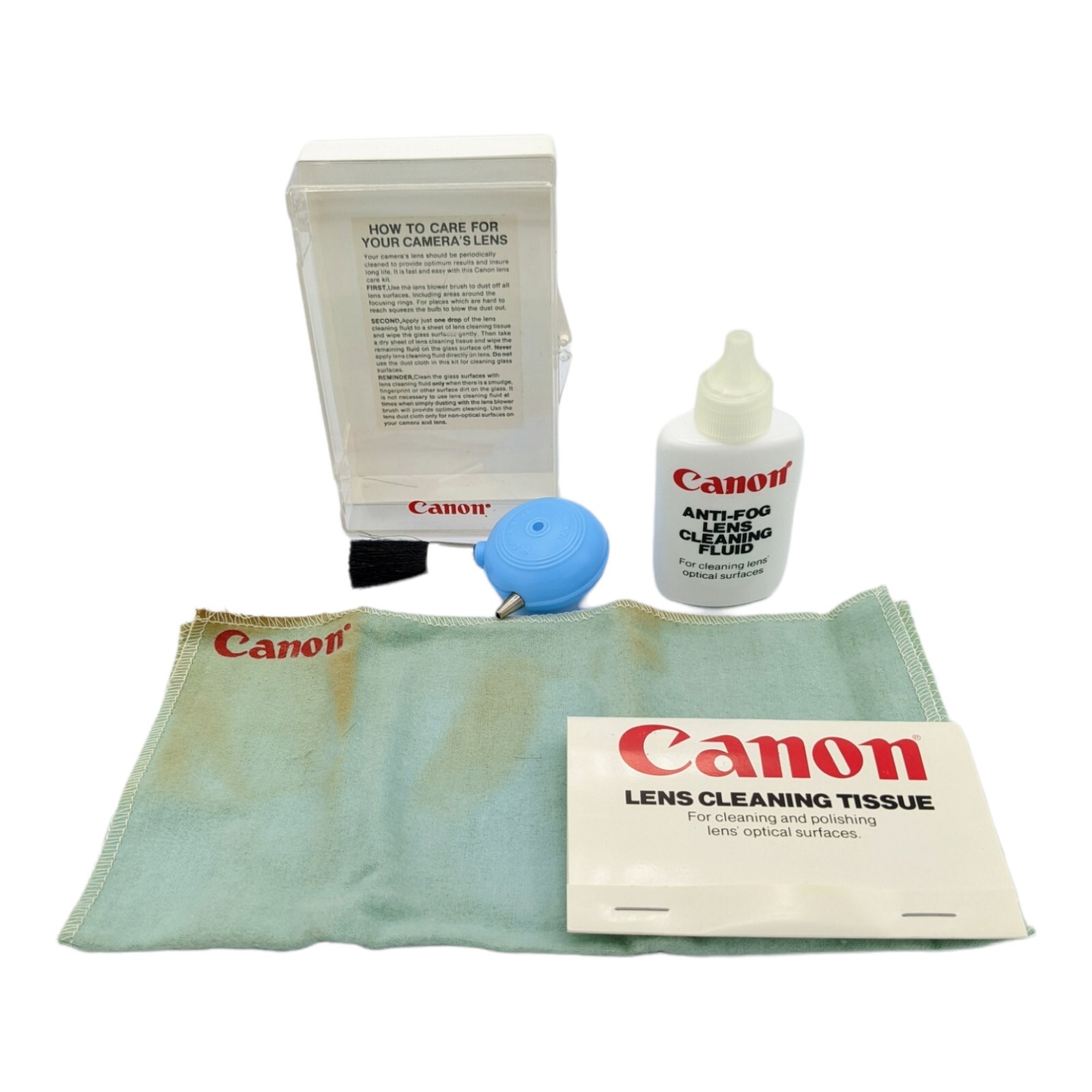 Vintage Canon Lens Cleaning Kit Tissues OEM AntiFog Fluid Half Full