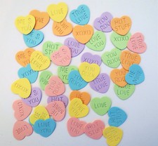 Valentines Conversation Candy Hearts 40 Paper Die Cut Scrapbook Embellishments