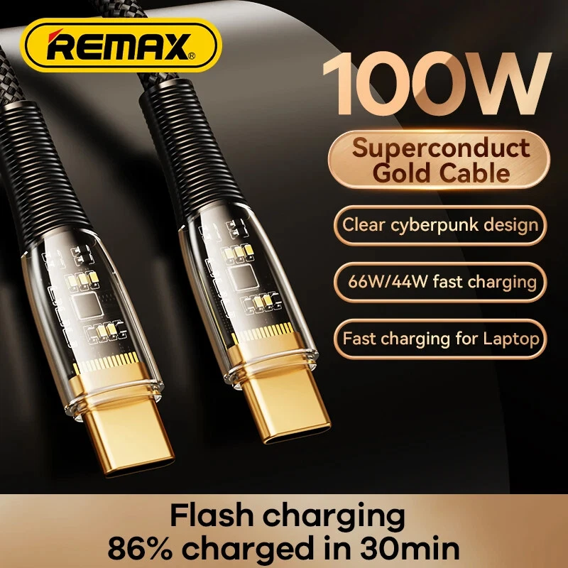 Remax 100W USB TypeC To Type C Fast Charge Data Cable Cord For iPhone 15 Pro Max - Image 3 of 4