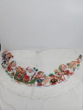 VTG Joyce Garofalo Felt Christmas Tree Skirt 35” Santa’s Toy Factory Elves White