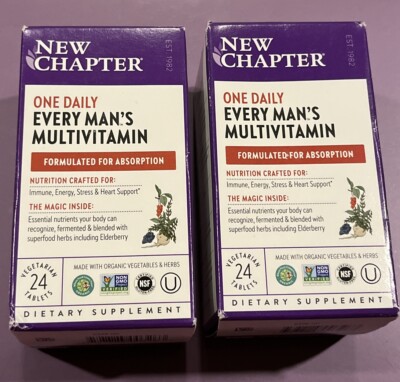 2X New Chapter One Daily Every Man's Multivitamin Dietary Supplement 24 Tablets