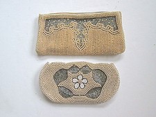 PR true vtg 1950's heavily crusted pearl beaded evening clutch bags silver trim
