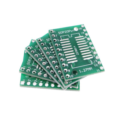 10pcs SOP20 SSOP20 TSSOP20 To DIP20 Pitch 0.65/1.27mm IC Adapter PCB Board