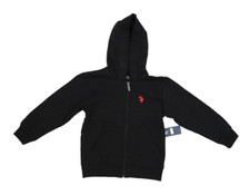 US Polo Assn Full Zip Hoodie Black Soft Fleece Lined Sweatshirt Kids Toddler L 7