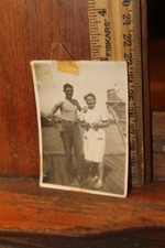 Antique WWII Era Snapshot Photo from US Soldier Lady on Dock