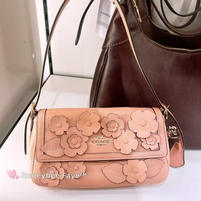 Nwt Coach Etta Small Flap Shoulder Bag With Floral Applique CDY43