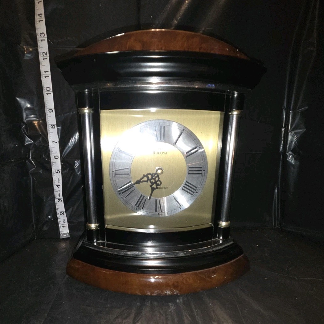 Bulova Westminster Chime Mantel Clock Traditional Walnut Woo