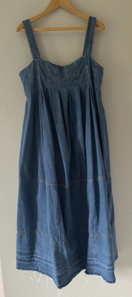 asos embroidered wedding dress Free People Atlas Denim Mini Dress in Blue Fade main image 1