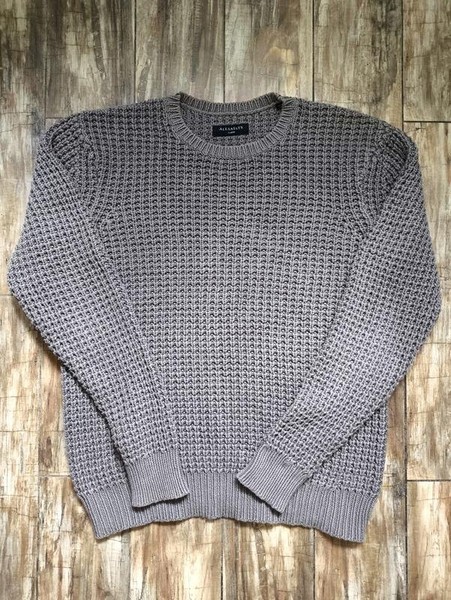 Men AllSaints Sweater Grey Cotton 38 / M / 46 #4UF7