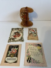 Lot of Five Vintage Valentines - One is marked Beistle All very old