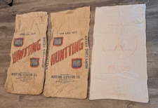 ANTIQUE 3 - 100 lb Feed Sacks from Minnesota, Huntting Elevator Co & Robin Hood
