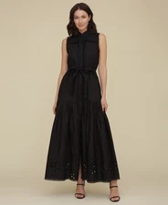 Avec Les Filles Women's Cotton Sleeveless Eyelet Maxi Dress - Black - 4