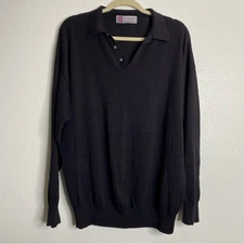 Vintage Slazenger Long Sleeve Polo Shirt Black XL