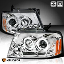 Fits 2004-2008 Ford F150 F-150 Lincoln Mark LT LED Halo Projector Headlights