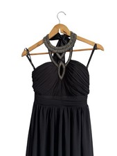 NYE Little Mistress Black Maxi Chiffon Dress, Bead Embellished Neckline Size 8