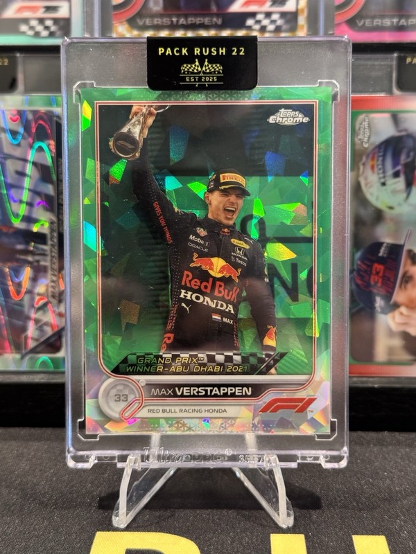 2022 Topps Chrome Sapphire F1 Max Verstappen #172 GP Winners Green Sapphire /75