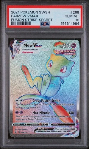 Mew VMAX (Secret) 268/264 Swsh08: Fusion Strike Holo GEM MT PSA 10
