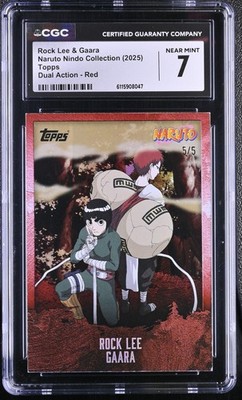 2025 Topps Naruto Rock Lee & Gaara DUAL ACTION RED CGC 7 SERIAL 5/5 RARE LOW POP