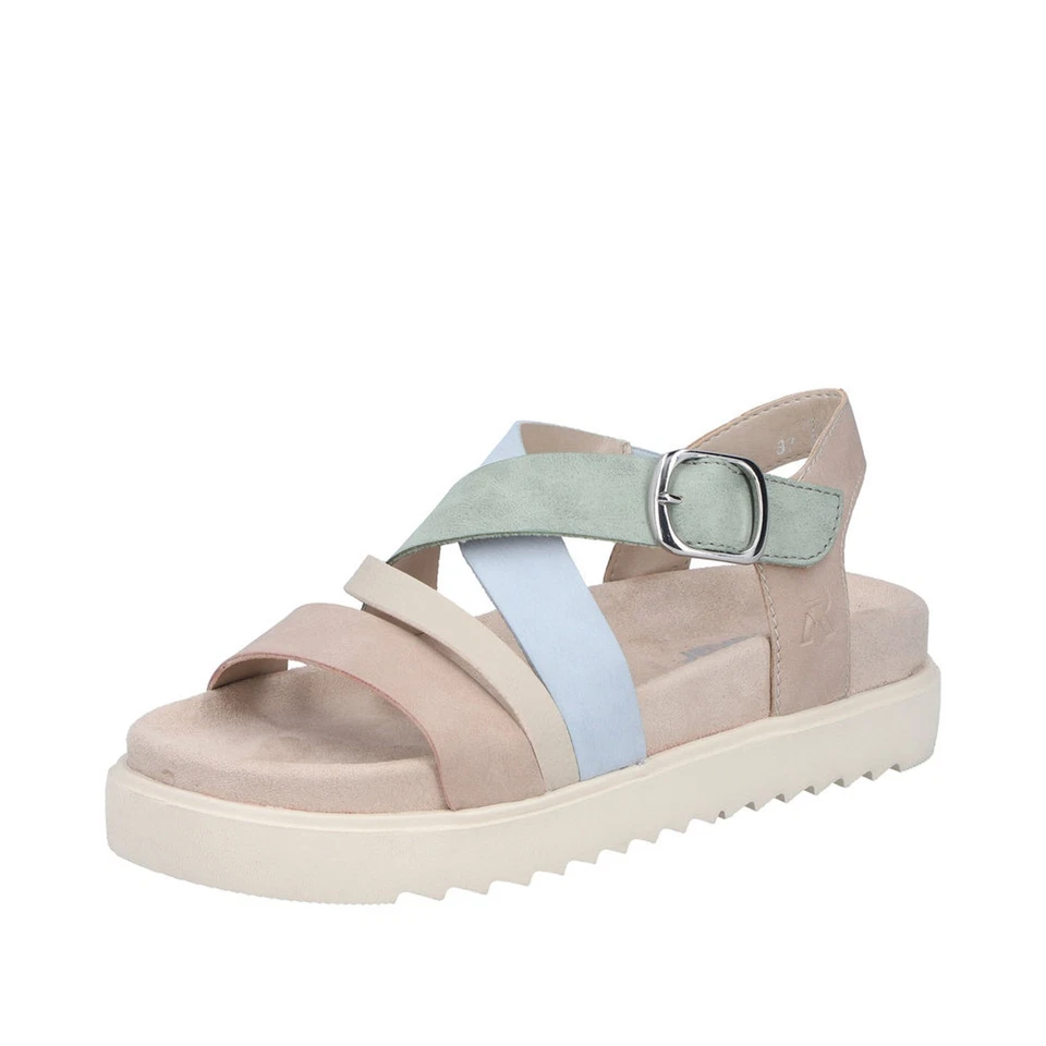 Rieker Sandales Pour Femmes Plateforme V5663 Ramières Croisées Multicolores - Photo 1/1