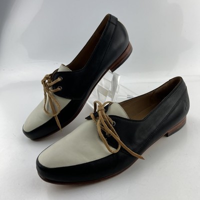 John Fluevog Zurich Black & White Leather Oxfords Shoes Size Women s 9.5 US