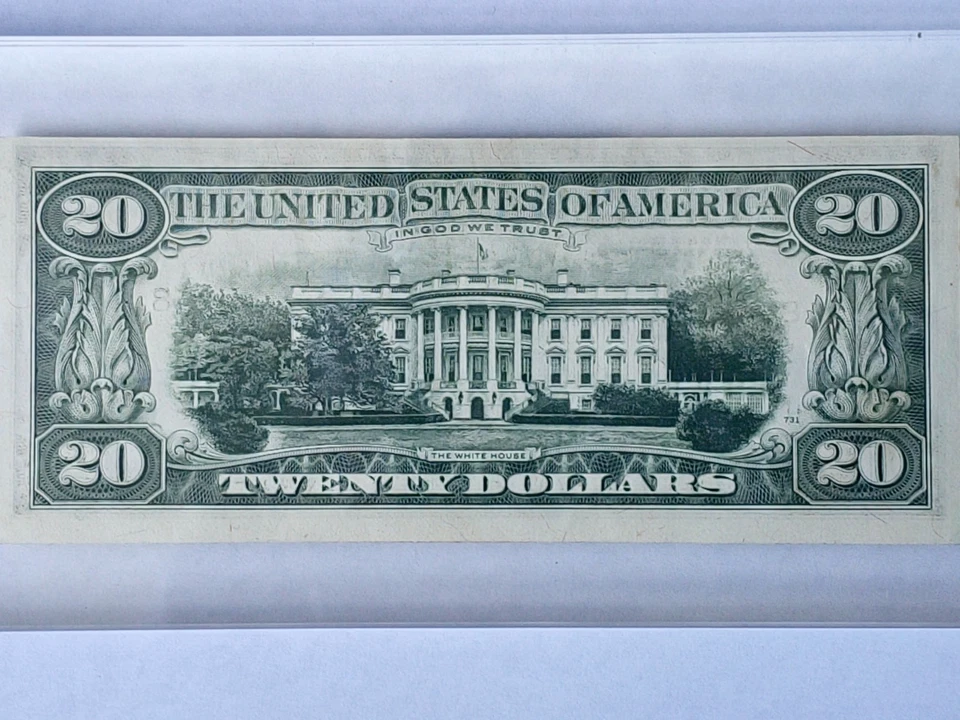 ERROR! 1981 $20 FED RESERVE NOTE ST. LOUIS TOP CUT ERROR & DISPLAY CASE!  AU? - Image 3 of 4