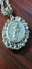 Unique Saint Jude Oval Sterling Silver Locket 