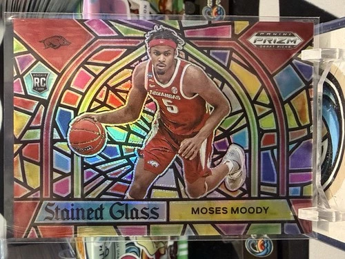 2021 Prizm Draft Picks Moses Moody #8 Arkansas RC Stained Glass Case Hit TZ