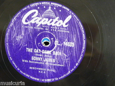78rpm SONNY JAMES the cat came back / hello old broken heart
