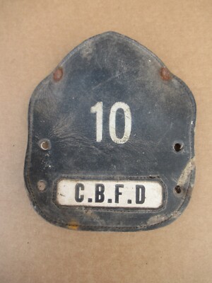 VINTAGE Firefighter Fireman Hat Badge Helmet Leather #10 C.B.F.D.  MSA Co