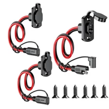 3Pcs SAE Quick Connector Harness 1FT 12AWG SAE Adapter Male Plug to Female Cable