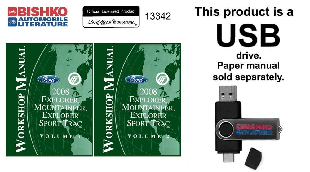 2008 Ford Explorer Mercury Mountaineer Sport Trac Shop Service Repair Manual USB