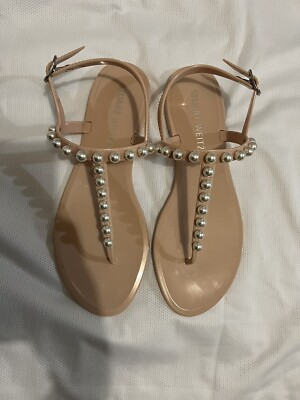 STUART WEITZMAN Goldie Pearly Stud Jelly Sandals Size 9B EUR